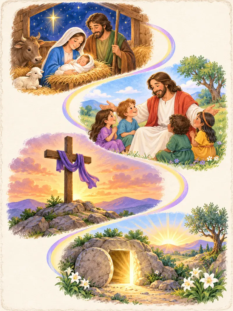 Anteprima illustrata dell'attività sulla vita di Gesù